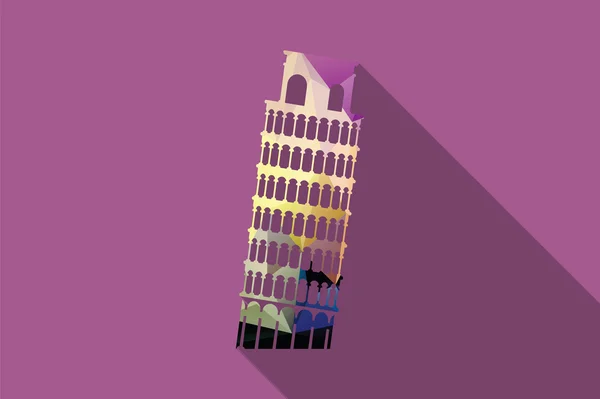 Světová památka, Šikmá věž v Pise, Itálie, vektorové ilustrace — Stockový vektor