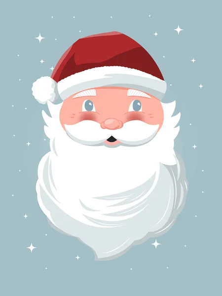 Santa Claus Dibujado Mano Sobre Fondo Azul Claro Con Estrellas — Vector de stock