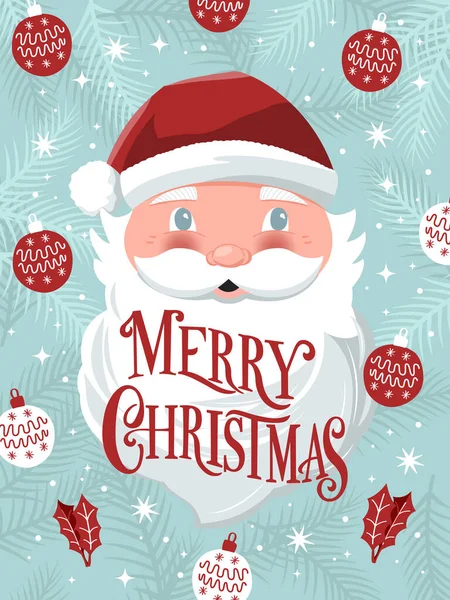 圣诞快乐手绘字体 手绘圣诞老人和淡蓝色背景的节日图标 星空点缀 五彩缤纷的节日插图 — 图库矢量图片