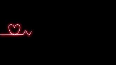 4k renkli kalp çizgisi neon ekran aşk işareti renkli soyut arkaplan 4k neon işareti