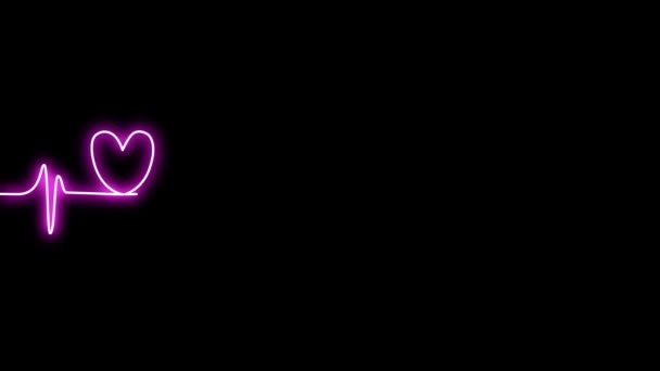 4k barevné srdce linka neon displej obrazovka láska show znamení barevné abstraktní pozadí 4k neon symbol znamení — Stock video