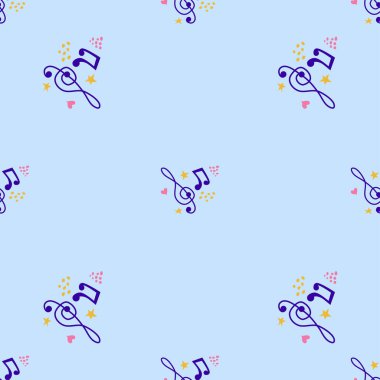 Soyut müzik notaları kusursuz model arkaplanı. müzikal illüstrasyon melodisi dekorasyonu.