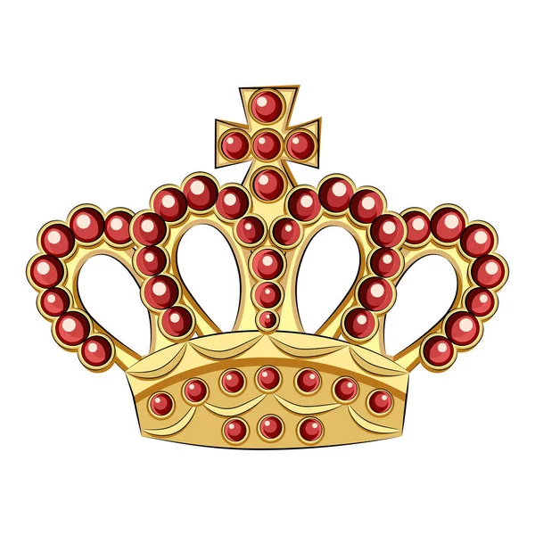 Flache Krone König Ikone Königin Prinzessin Design Krone Gold Royal — Stockvektor