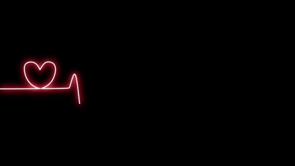 4k färgglada hjärta linje neon display skärm kärlek visa tecken färgglada abstrakt bakgrund 4k neon symbol tecken — Stockvideo