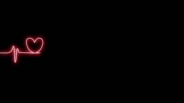 4k colorful heart line neon display screen love show sign colorful abstract background 4k neon symbol sign — Stock Video