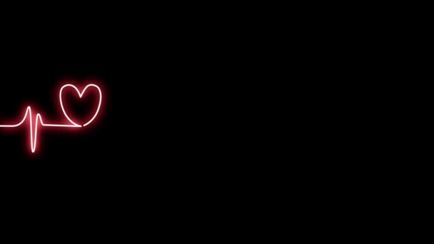 4k barevné srdce linka neon displej obrazovka láska show znamení barevné abstraktní pozadí 4k neon symbol znamení — Stock video