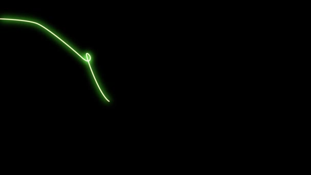 Animovaný motýlí efekt neonových prvků, světlý neon na černém pozadí s alfa kanálem — Stock video
