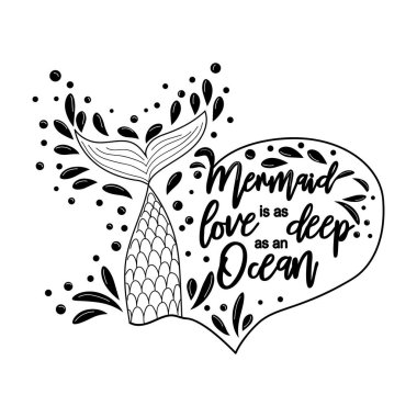 Denizkızı aşkı okyanus kadar derindir. Deniz, denizkızlarının gözyaşlarıdır. Su sıçratan deniz kızı kuyruğu kartı. Yaz, aşk ve deniz hakkında ilham verici bir alıntı.