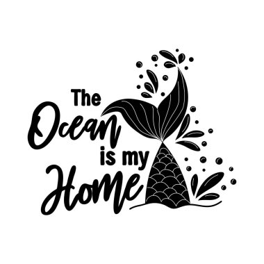 Deniz benim evim. Deniz kızı kuyruğu kartı, su sıçraması, yıldızlar. Yaz, aşk ve deniz hakkında ilham verici bir alıntı.