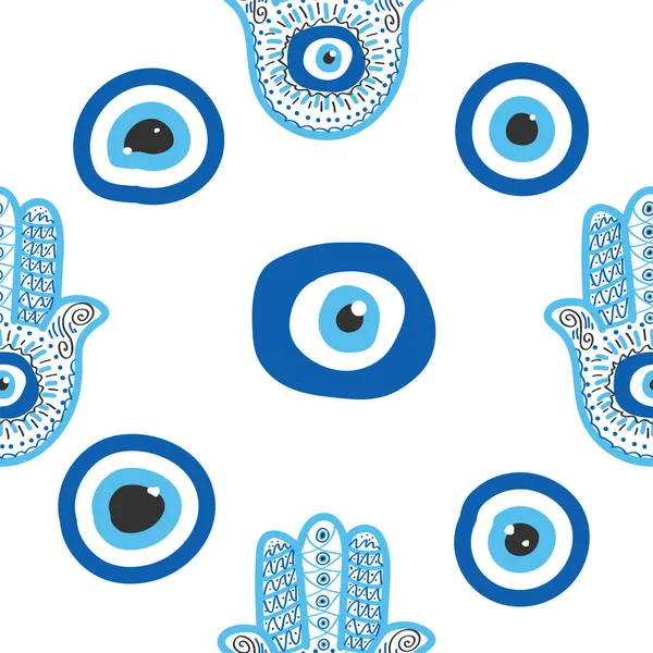 Ojo Hamsa Patrón Sin Costuras Ojo Mágico Magia Brujería Símbolo — Archivo Imágenes Vectoriales