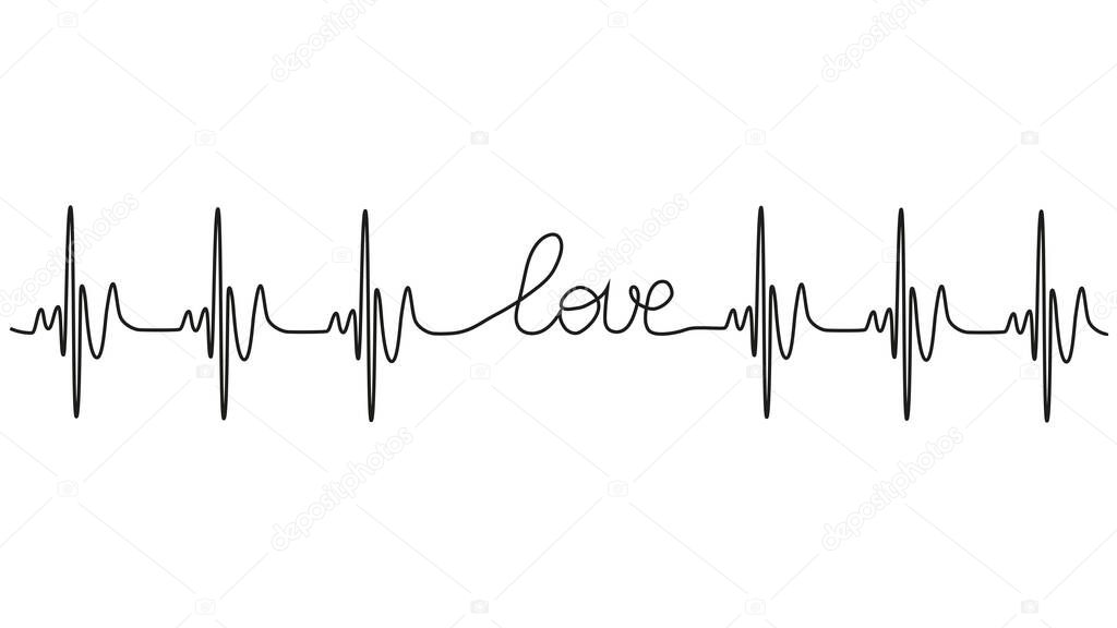 love lettering heartbeat design positive motivational optimist heart love
