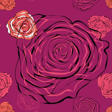 Tasarım için güzel pembe gülleri olan zarif, pürüzsüz bir desen.