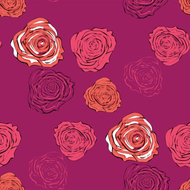 Tasarım için güzel pembe gülleri olan zarif, pürüzsüz bir desen.