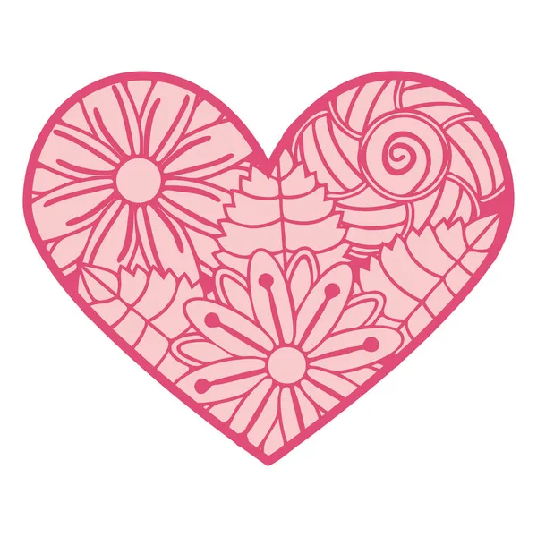 Tarjeta Felicitación San Valentín Decoración Forma Corazón Ornamental Corazón Adornado — Archivo Imágenes Vectoriales