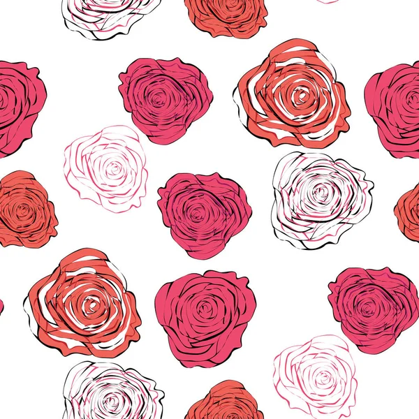 Elegantes Nahtloses Muster Mit Wunderschönen Rosa Rosen Für Das Design — Stockvektor