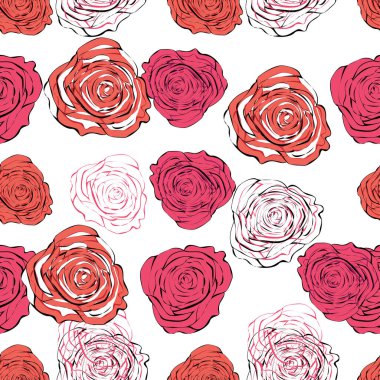 Tasarım için güzel pembe gülleri olan zarif, pürüzsüz bir desen.