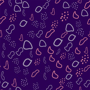 Soyut çağdaş, modern, pürüzsüz modeller. Çeşitli yuvarlak ve elips şekilleri ve noktalar çizilmiş. Karalama nesneleri. Pastel renkler