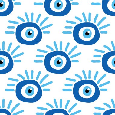 Kem gözlü Türk boncuklu kusursuz desen. İyi şanslar. Türk fayansı. Duvar kağıtları, şablon dolguları, tekstil için doğulu sedir tasarımı