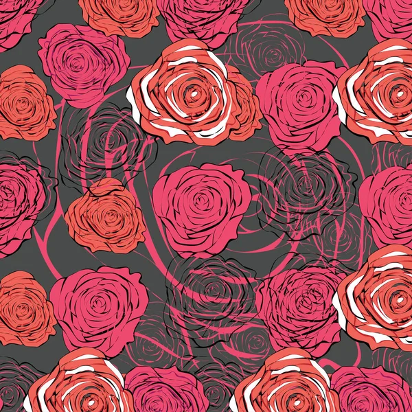 Elegantes Nahtloses Muster Mit Wunderschönen Rosa Rosen Für Das Design — Stockvektor