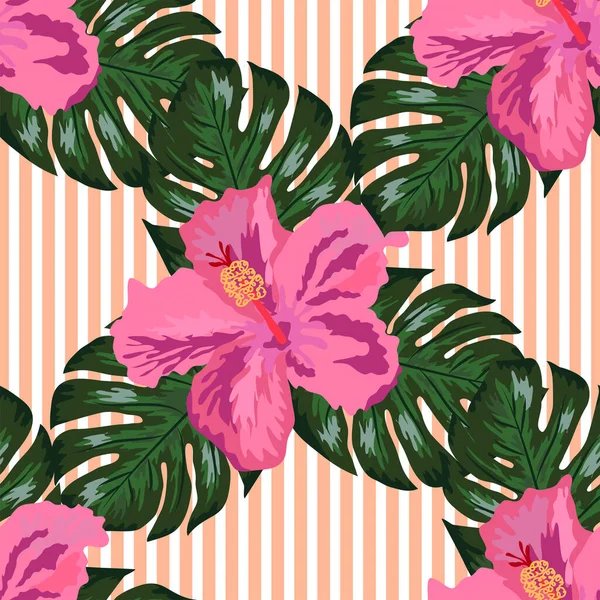 Floral Exótico Tropical Sin Costuras Patrón Trópico Fondo Pantalla Hawaiano — Vector de stock