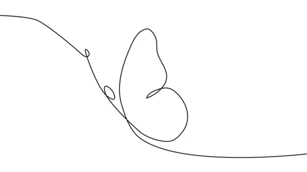 Desenho Contínuo Uma Linha Logotipo Borboleta Voadora Ilustração Preto Branco —  Vetores de Stock