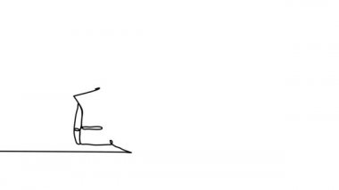 Tek bir çizginin basit animasyonu mutlu insanlar, kızlar, zıpla, oğlan, genç, parti