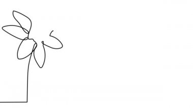 Benlik, çizim, animasyon, sürekli tek çizgi, bir gül, el resmi siluetiyle çizilmiş çiçek..