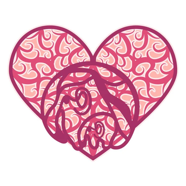 Süslü Kalp Şekilli Dekorasyon Dantelli Dantelli Kalbi Kes Sevgililer Günü — Stok Vektör