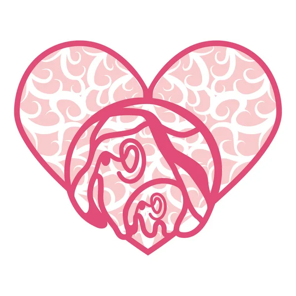 Süslü Kalp Şekilli Dekorasyon Dantelli Dantelli Kalbi Kes Sevgililer Günü — Stok Vektör