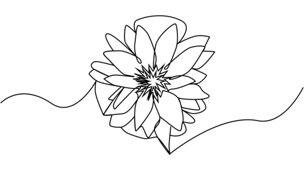 Kwiat Lotosu Ciągła Linia Ilustracja Edytowalnym Skoku Jednej Linii Rysunek — Wektor stockowy
