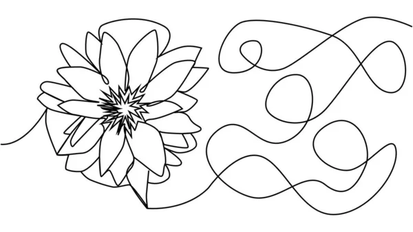 Flower Lotus Continuous Line Illustration Editable Stroke Single Line Drawing — Stock Vector
