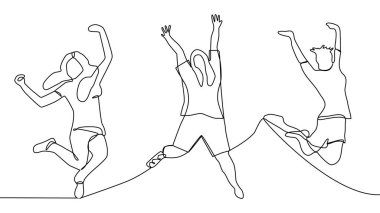 Sürekli zıplayan mutlu takım üyeleri çizgisi.