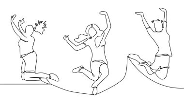 Sürekli zıplayan mutlu takım üyeleri çizgisi.