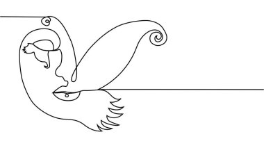 Portre minimalist stil. Yüzün yarısı dişi, yüzünün yarısı kelebek kanadı. Güzellik konsepti. Kirpikleri kelebeğin kanat hatlarını takip ediyor. İçerideki kadın.