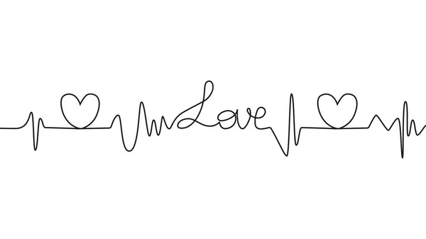 Love Lettering Heartbeat Design Positive Motivational Optimist Heart Love — Stock Vector