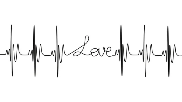 Amour Lettrage Rythme Cardiaque Conception Positive Motivation Optimiste Coeur Amour — Image vectorielle