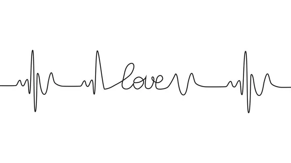Amor Lettering Coração Batimento Design Positivo Motivacional Otimista Coração Amor — Vetor de Stock