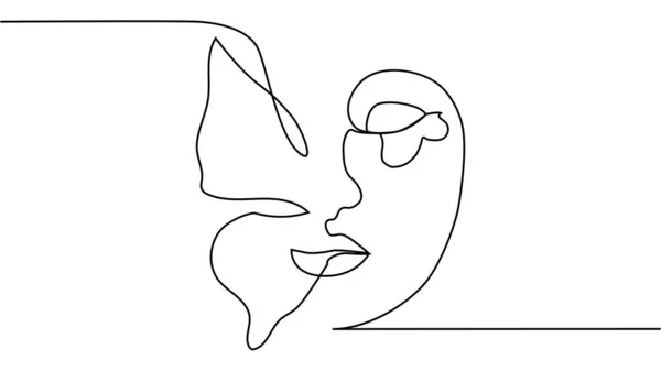 Retrato Estilo Minimalista Mitad Cara Femenina Mitad Cara Ala Mariposa — Vector de stock