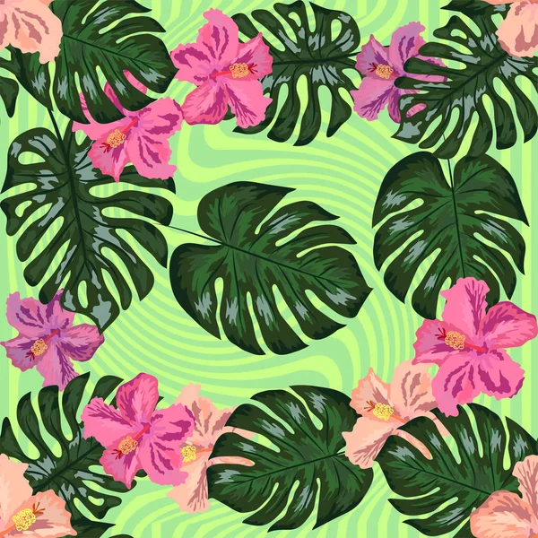 Floral Exótico Tropical Sin Costuras Patrón Trópico Fondo Pantalla Hawaiano — Vector de stock