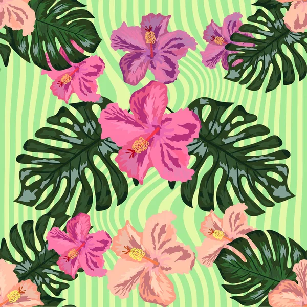 Floral Exótico Tropical Sem Costura Padrão Tropic Papel Parede Havaiano —  Vetores de Stock