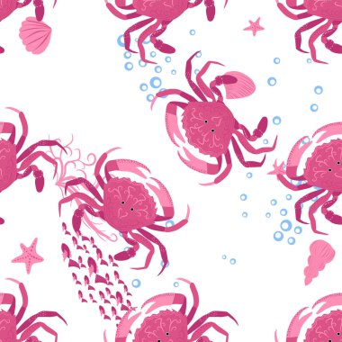 Yengeç deniz yaşamı, balıklar, hayvanlar parlak, pürüzsüz desenler. Deniz yolculuğu, hayvanlarla şnorkelle yüzme, tropik balıklar.