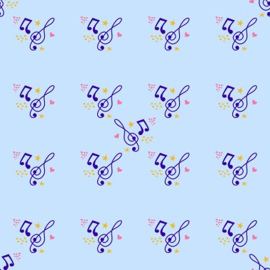 Çizgi filmdeki el, kusursuz müzikal desen çizdi. Bir sürü sembol, nesne ve element. Mükemmel komik arkaplan.