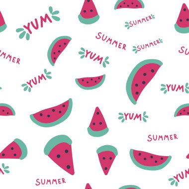 Karpuz dilimleri pürüzsüz desen, yaz deseni ve nefis harfler..