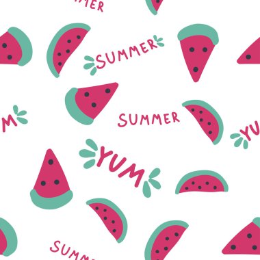 Karpuz dilimleri pürüzsüz desen, yaz deseni ve nefis harfler..