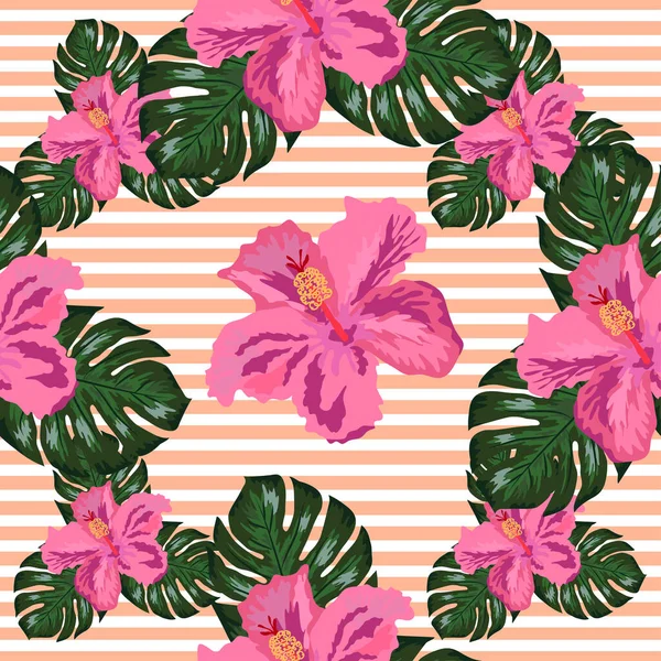 Floral Exótico Tropical Sin Costuras Patrón Trópico Fondo Pantalla Hawaiano — Vector de stock