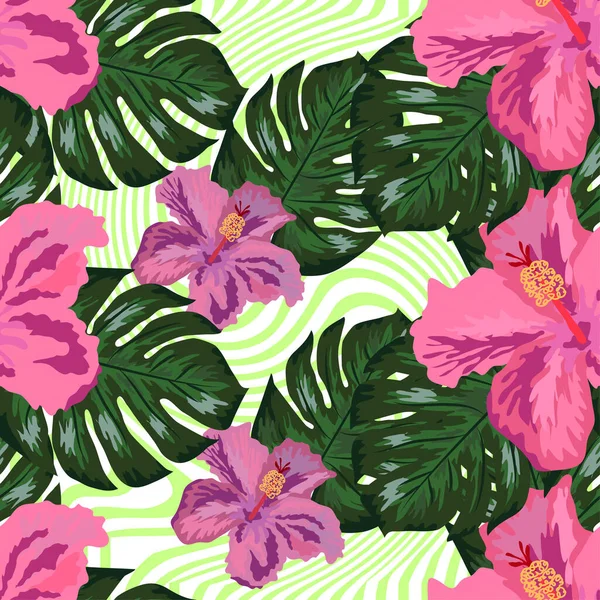 Floral Exótico Tropical Sem Costura Padrão Tropic Papel Parede Havaiano — Vetor de Stock