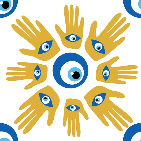 Hamsa Oeil Motif Sans Couture Oeil Magique Magie Sorcellerie Symbole — Image vectorielle