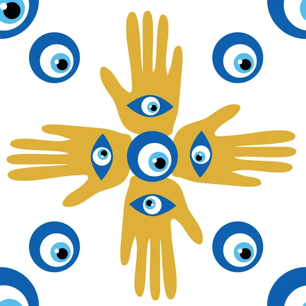 Hamsa Oeil Motif Sans Couture Oeil Magique Magie Sorcellerie Symbole — Image vectorielle