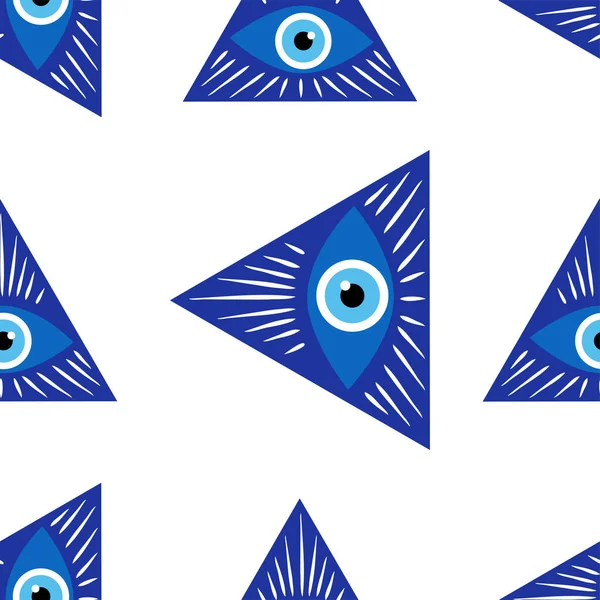 曼荼羅ギリシャ悪眼のドアシームレスなパターン マジック オカルトシンボル クリップアートラインアートコレクション ハムサ目 魔法の目 装飾要素 — ストックベクタ