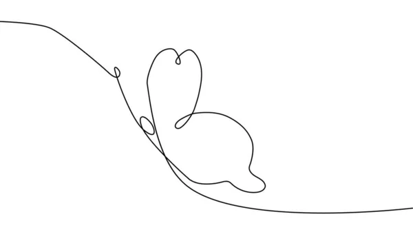 Sürekli Bir Çizgi Çiziyor Uçan Kelebek Logosu Siyah Beyaz Çizim — Stok Vektör